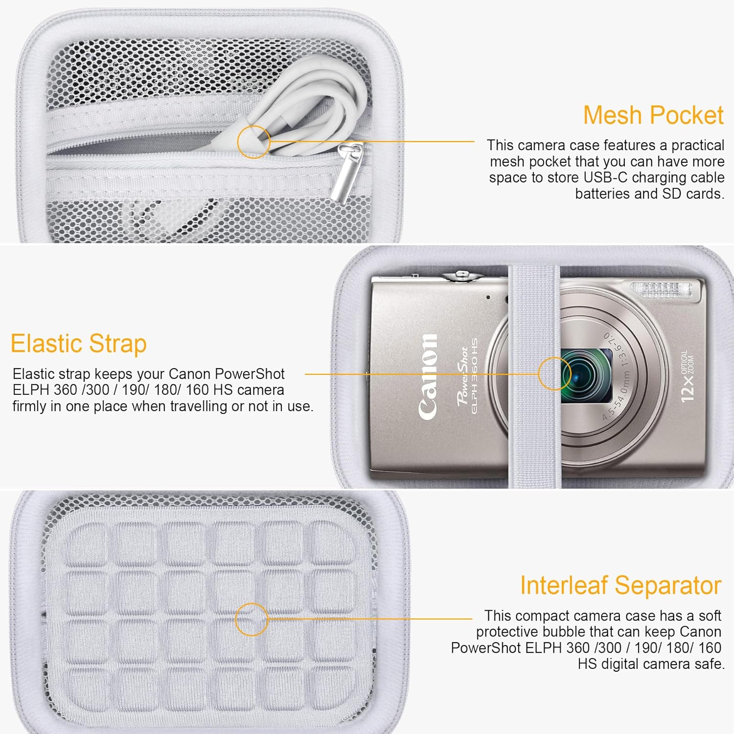 Thumbnail 3 de RAIALL Carrying Case for Canon IXUS 185/285 and Sony Cybershot DSC-W830 – Durable Hard Shell Travel Case