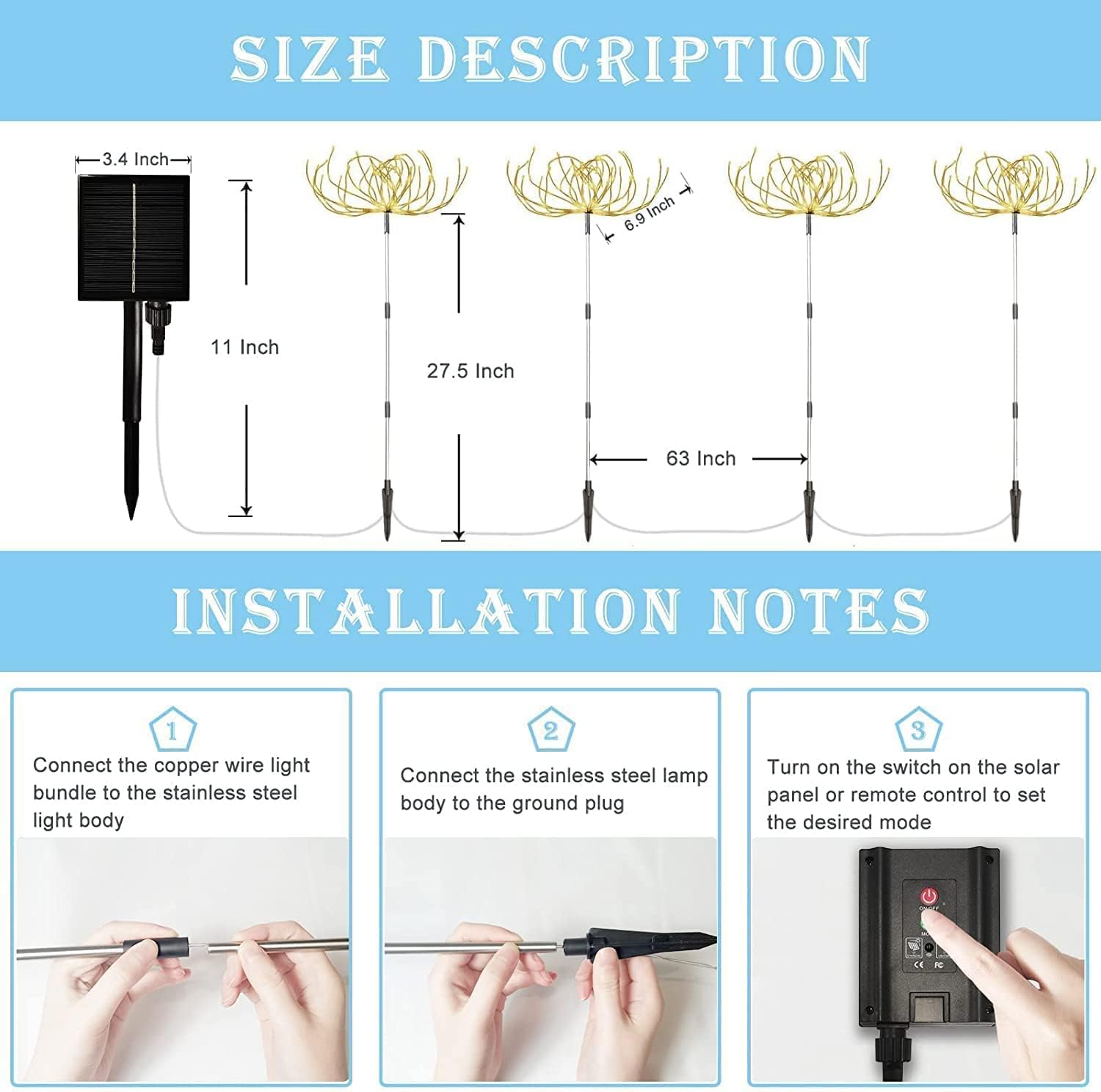 Thumbnail 6 de Solar garden fireworks lights, 4 pcs