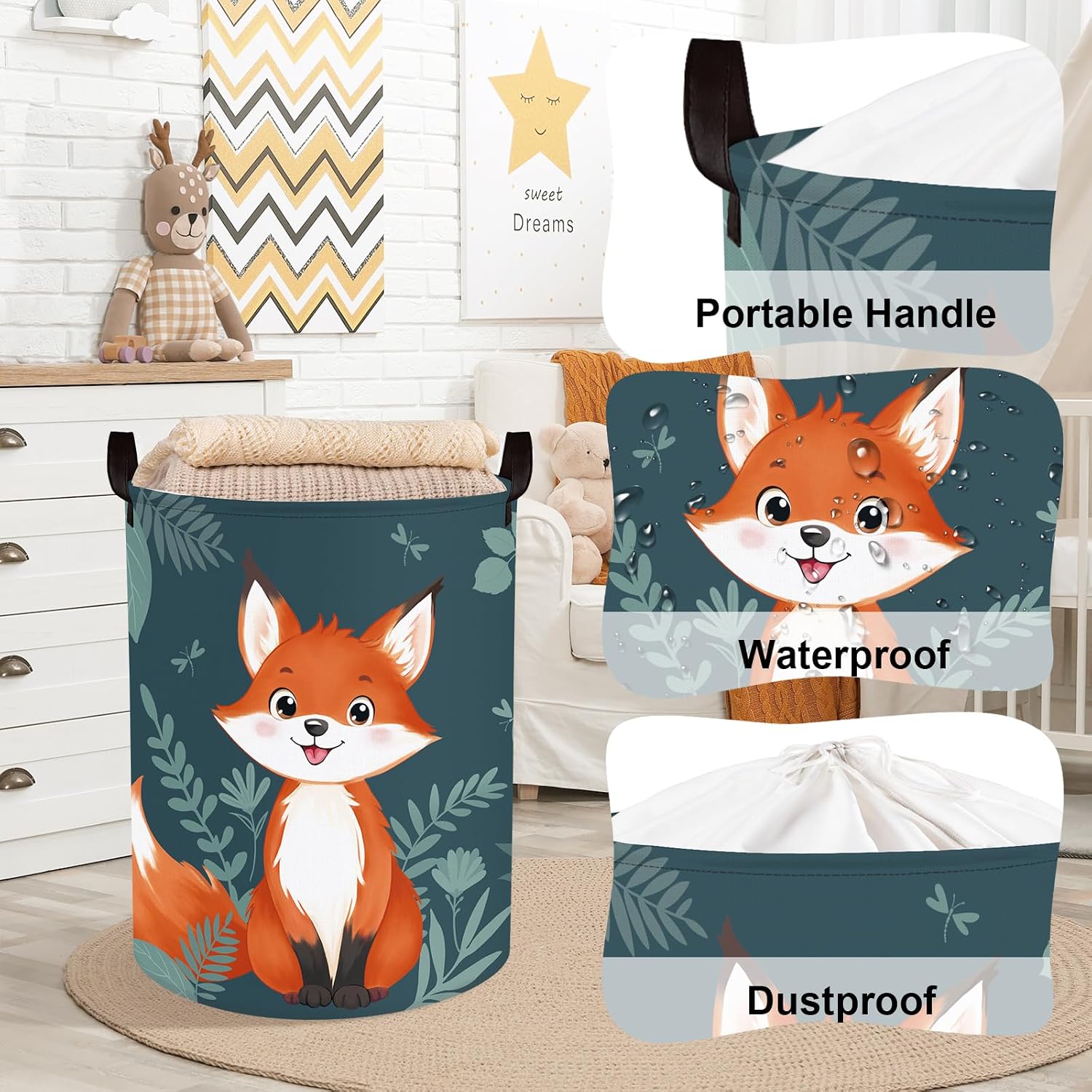 Thumbnail 3 de Clastyle Single Forest Animal Laundry Hamper Leaves Book Storage Basket