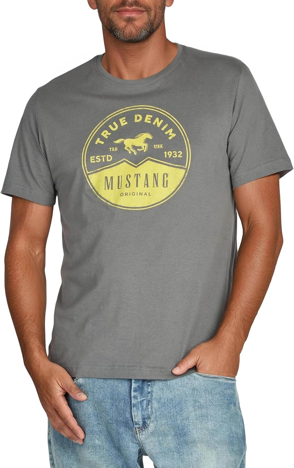 Detalle de MUSTANG T-Shirt Herren Regular Fit 4er Pack – Baumwolle, Rundhals, Kurzarm