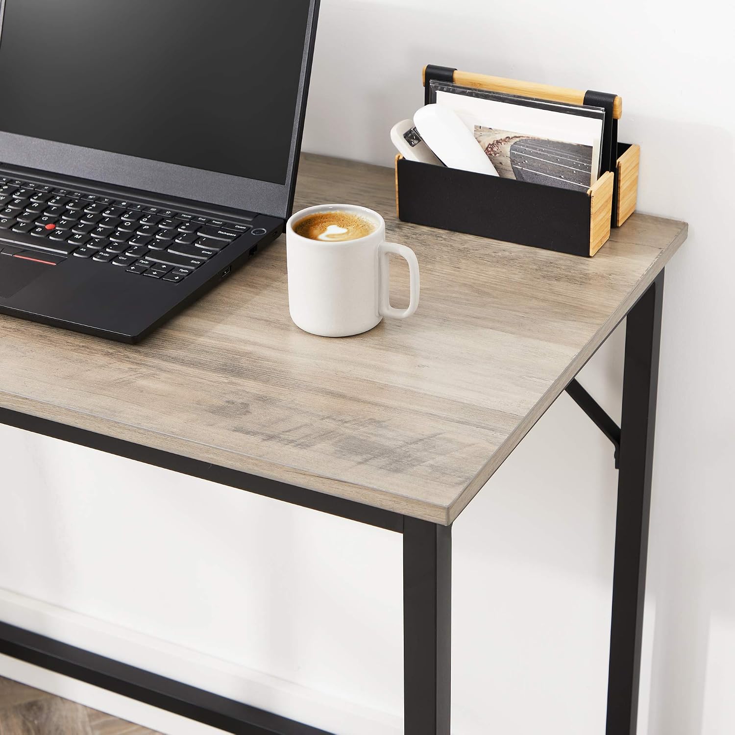 Thumbnail 6 de VASAGLE LWD041B02V2 Computer Desk: Practical 100 x 50 cm Greige Desk with Black Steel Frame