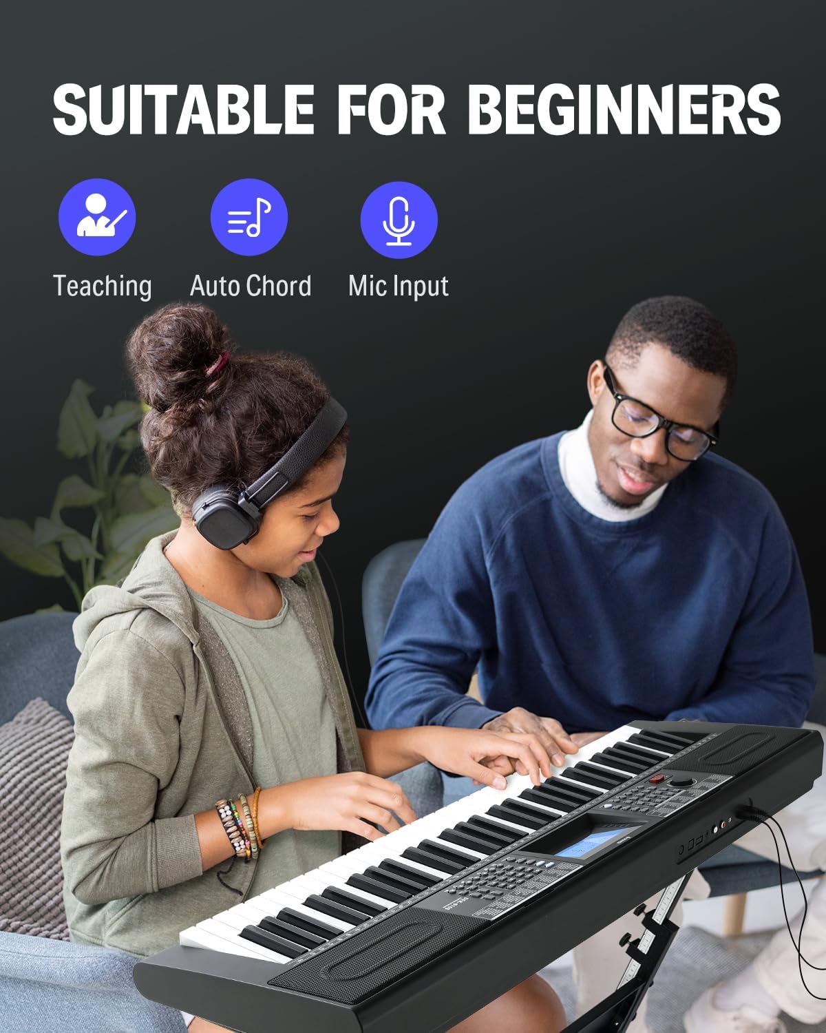 Detalle de Donner DEK-610S 61-Key Keyboard Kit with 249 Voices, Stand and Bench