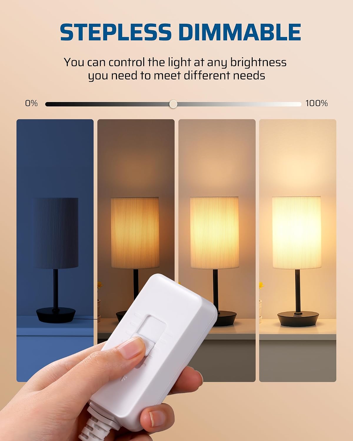 Detalle 1 de DEWENWILS SD4012 Plug-In Lamp Dimmer with 5 ft Cord and Full-Range Slide Control