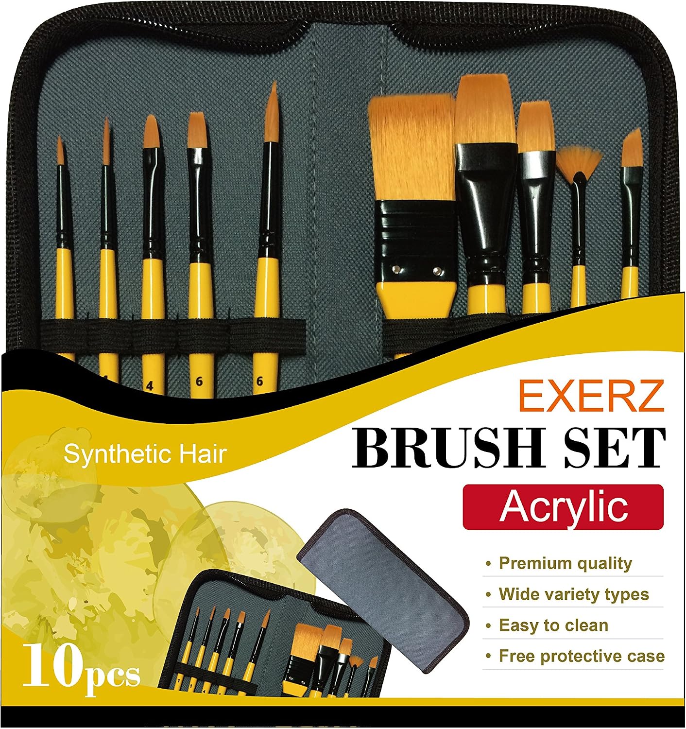 Detalle de Exerz Künstler Pinsel Set 10 Stück – Profi-Pinsel 🎨