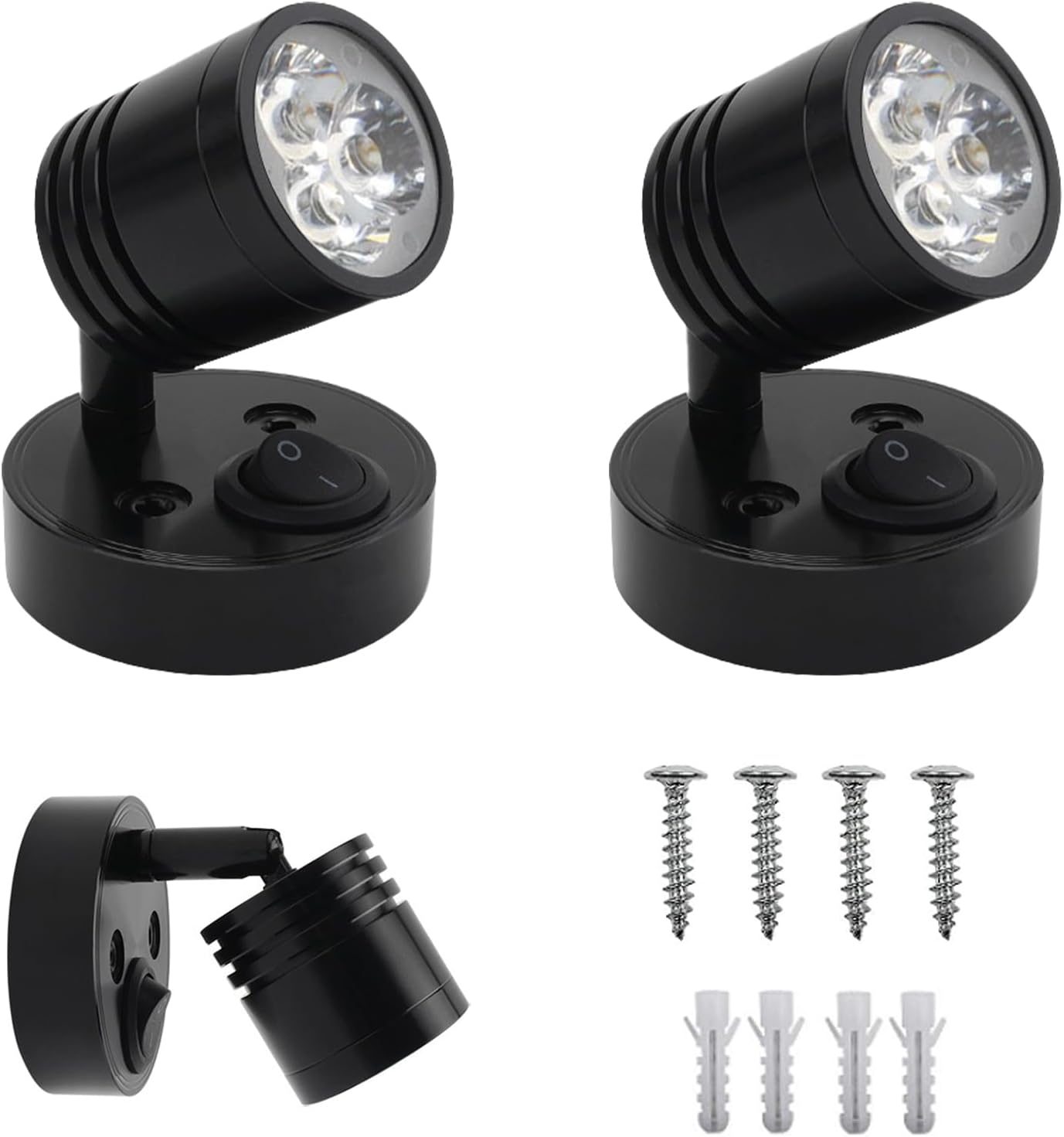 Detalle de ICOUVA 12V LED Spot Reading Light (2-Pack) – Warm White, Wall Mounted, 360° Rotatable for Camper Van, RVs, Boats