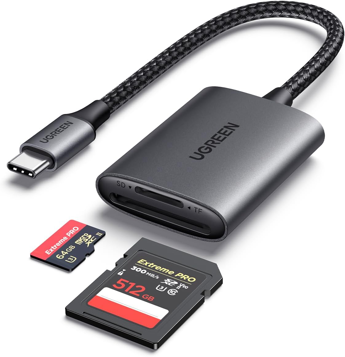 Detalle de UGREEN USB-C SD 4.0 Card Reader, Aluminium, Dual UHS-II Slots