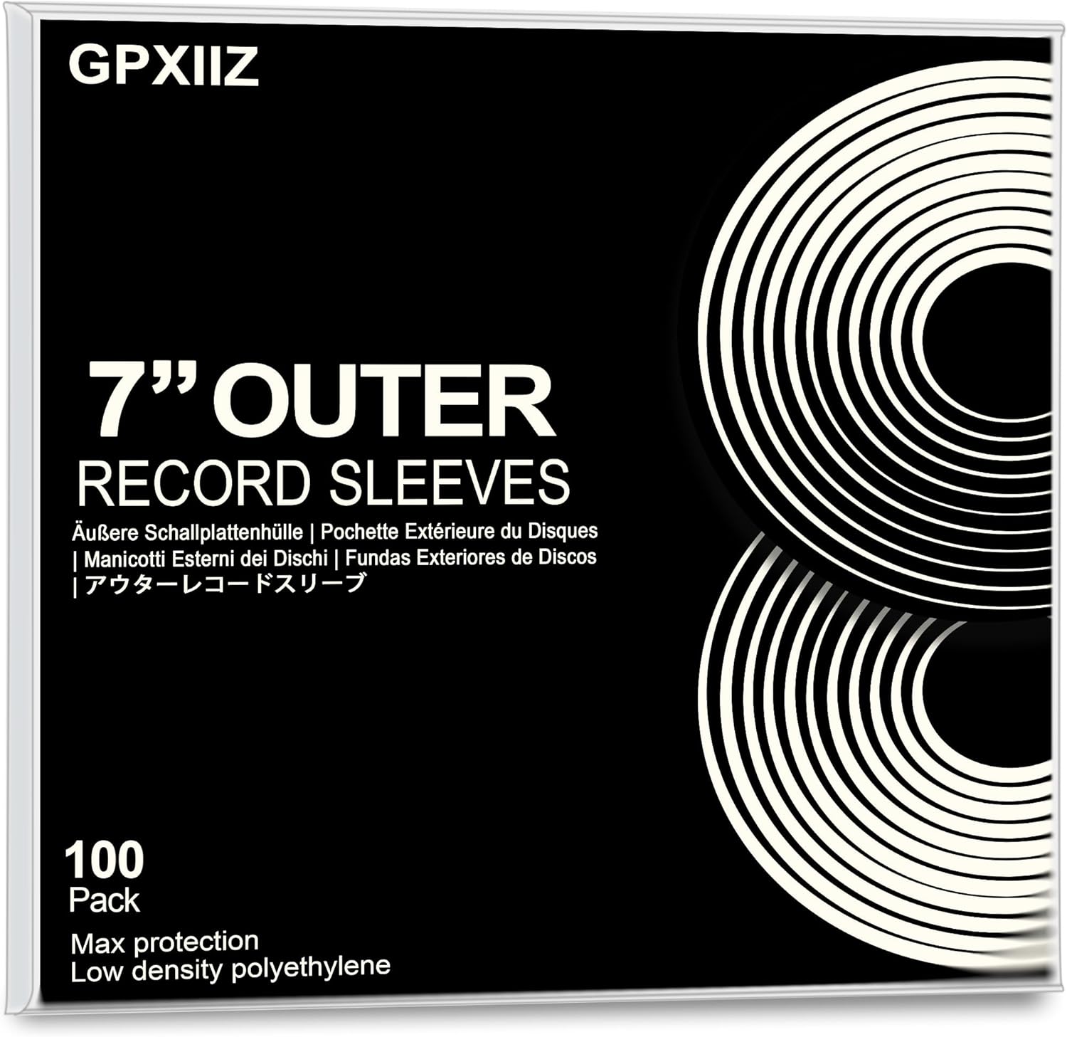 Detalle de GPXIIZ Verdickte Schallplatten Hüllen 7 Zoll Außenhüllen – 100 Stück, 100 Mikron