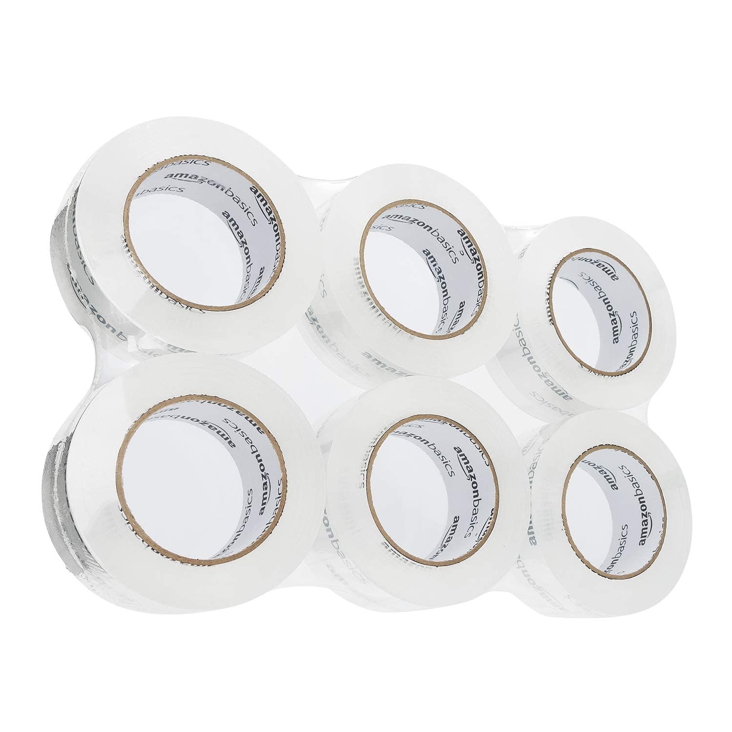 Detalle de Amazon Basics Moving and Storage Packing Tape (6-Pack) – 4.7 cm x 99.6 m, Crystal Clear