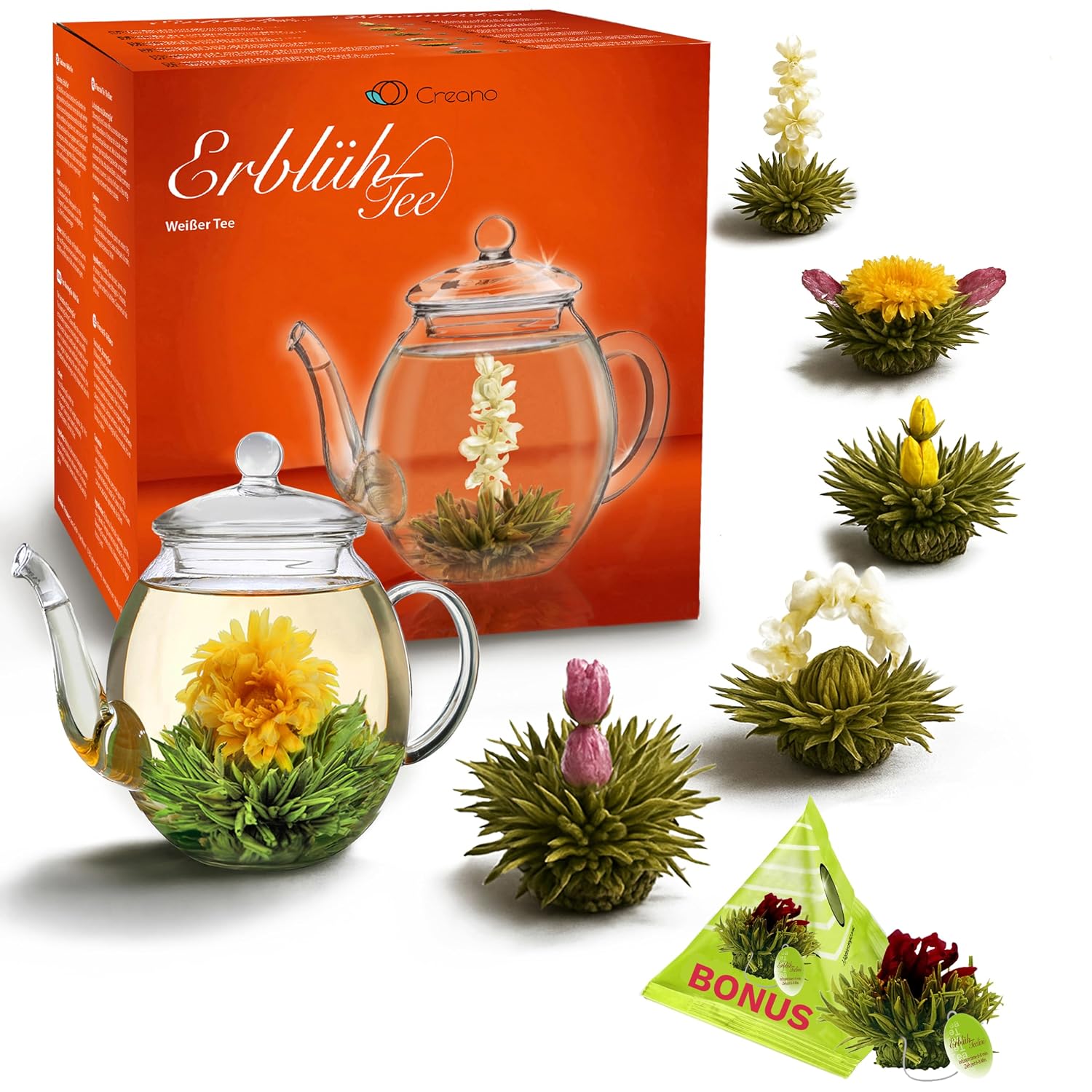 Creano Teeblumen Geschenkset 0,5 l Erblühtee