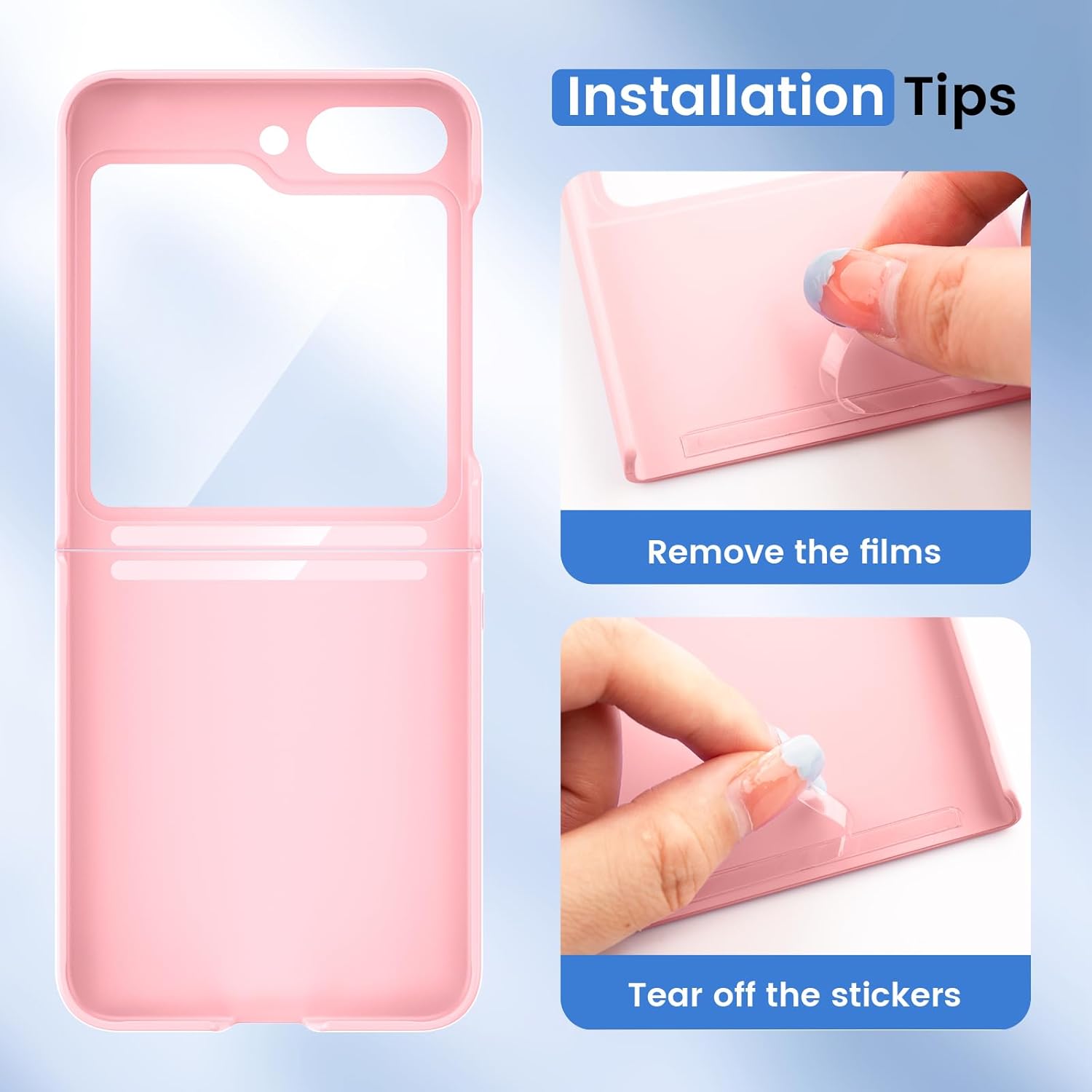 Thumbnail 5 de Ruky Ultra‑Slim Hard PC Case for Samsung Galaxy Z Flip 5 (Pink)