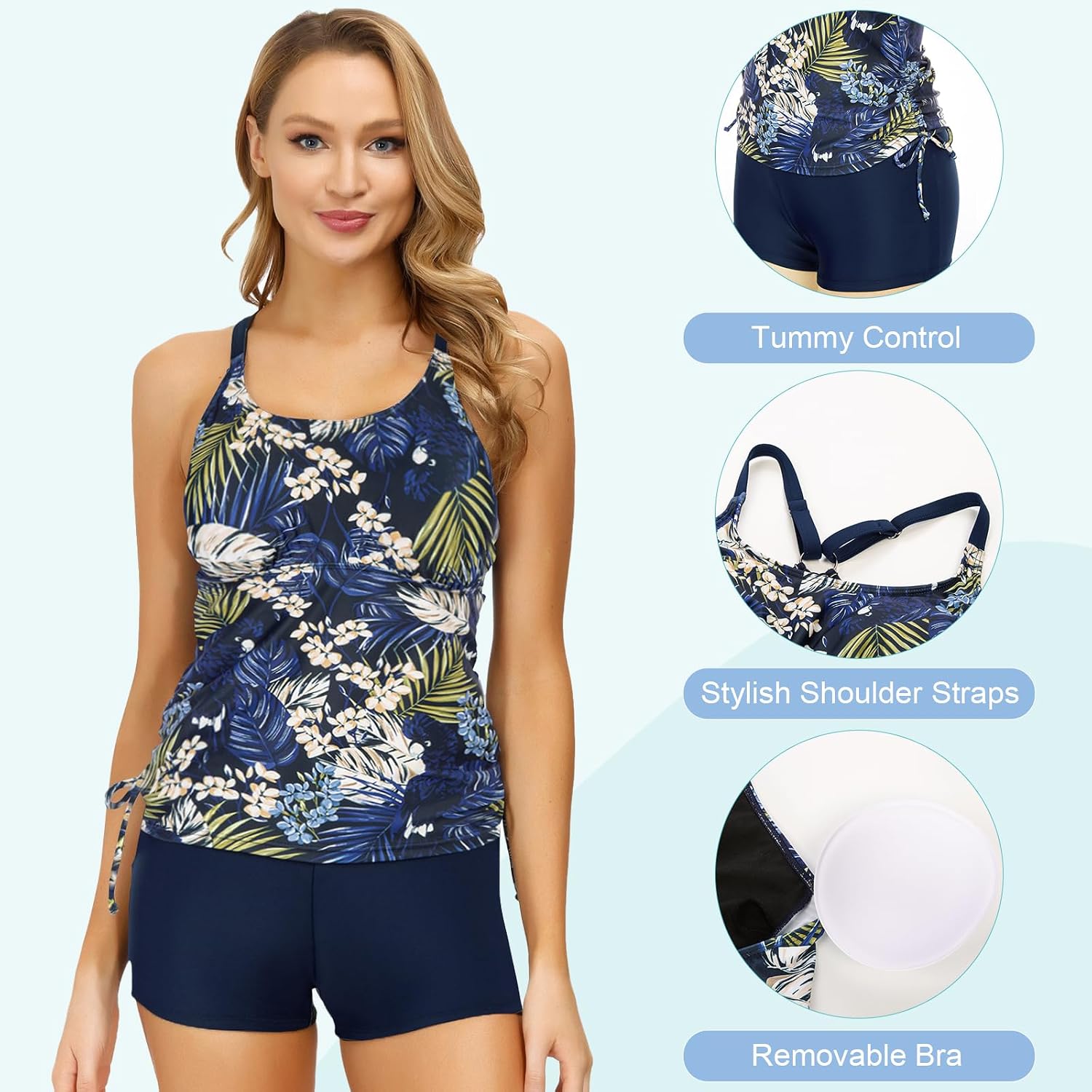 Detalle de JASAMBAC tankini swimsuit set for women