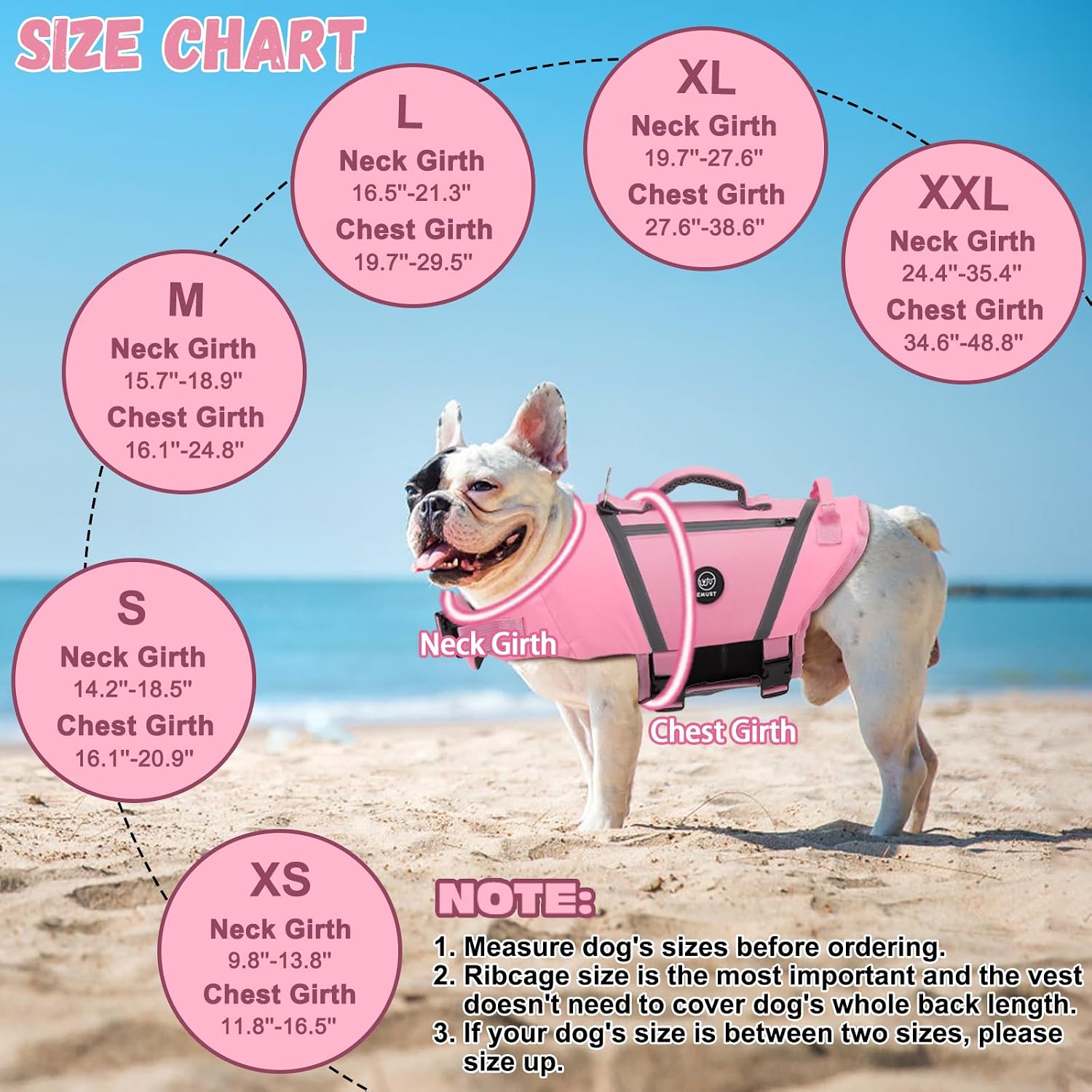 Thumbnail 6 de EMUST Dog Flotation Vest – high-visibility dog life jacket with adjustable straps (SakuraPink, L)