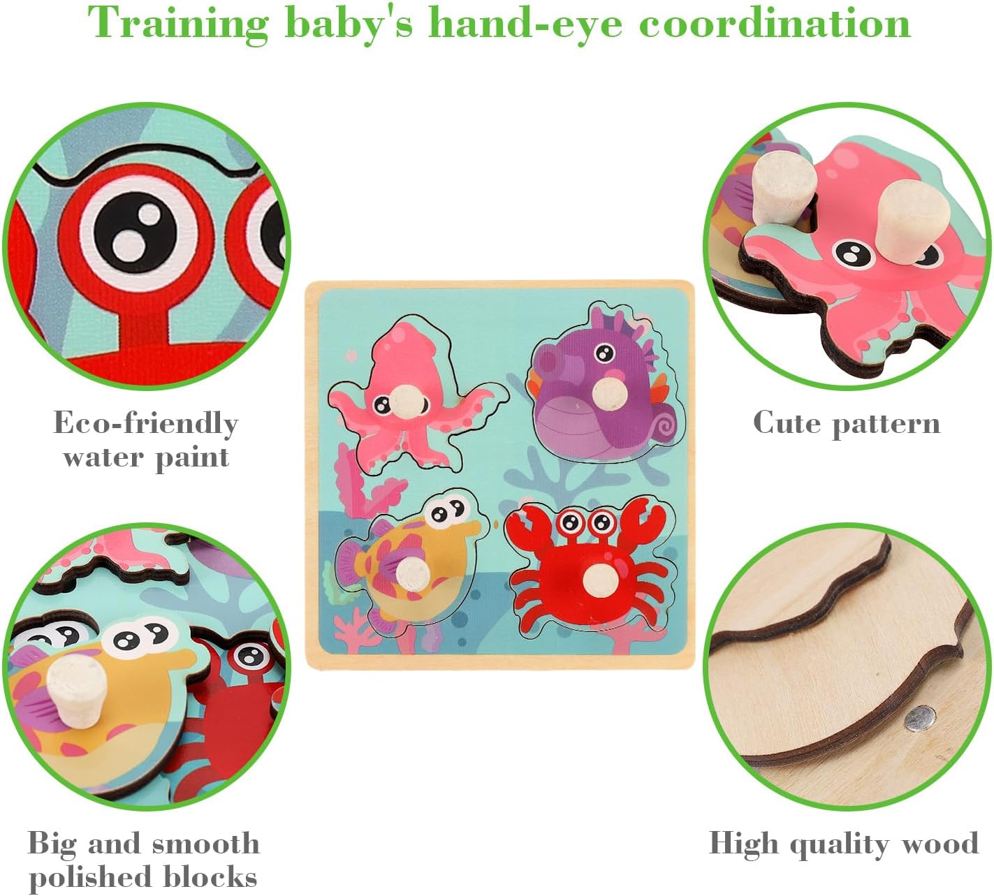 Thumbnail 4 de Wooden Peg Puzzles for Toddlers 1-3 Set of 4