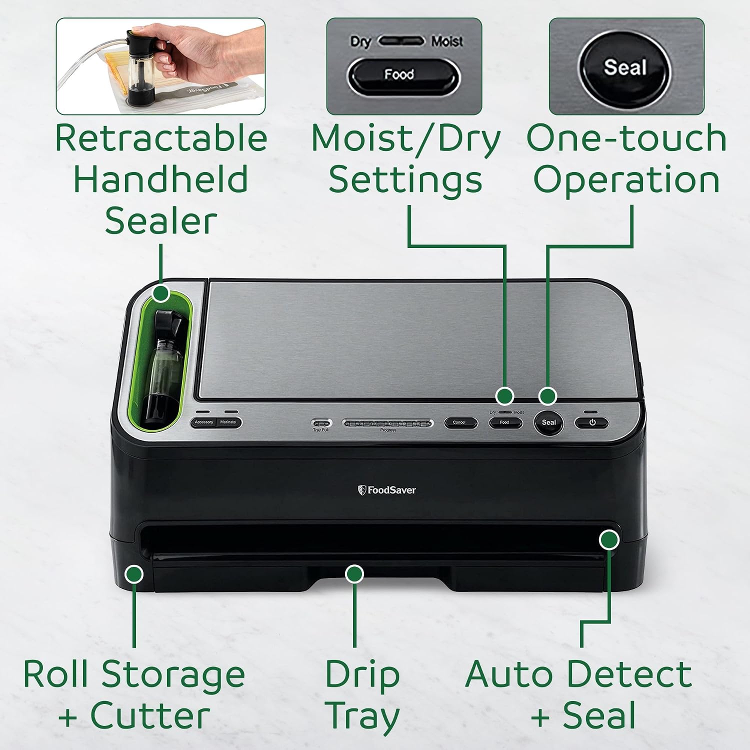Detalle 2 de FoodSaver V4400 2-in-1 Vacuum Sealer Machine with Automatic Bag Detection and Starter Kit