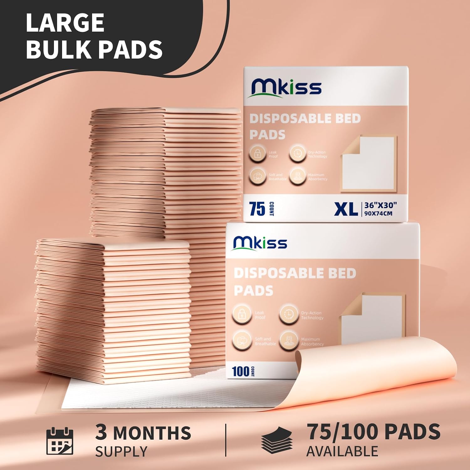 Thumbnail 6 de MKISS Bed Pads Disposable 100 Count: Heavy-Duty 36x30 Incontinence Underpads