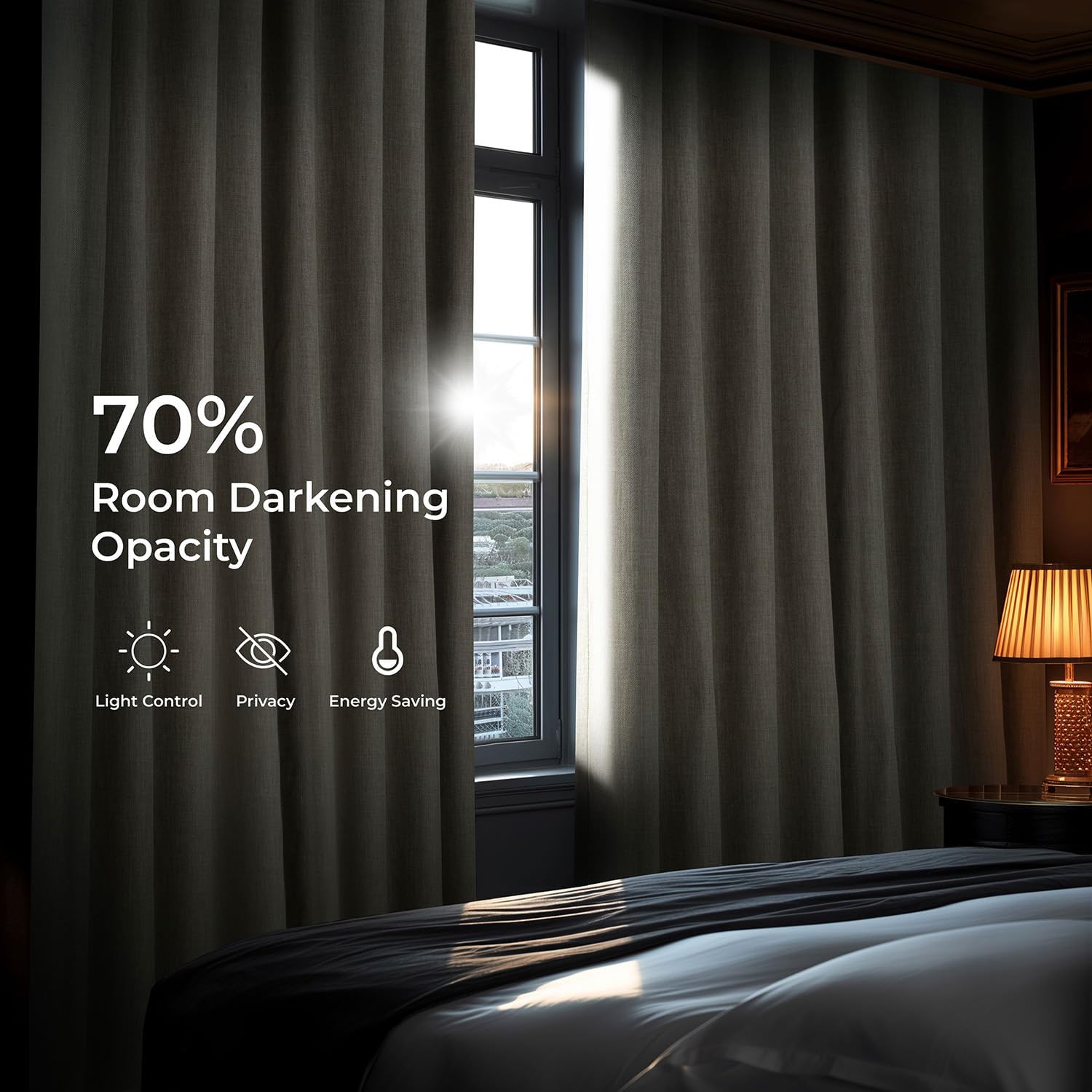 Detalle de HPD Faux Linen Curtain Panel, 50W x 108L