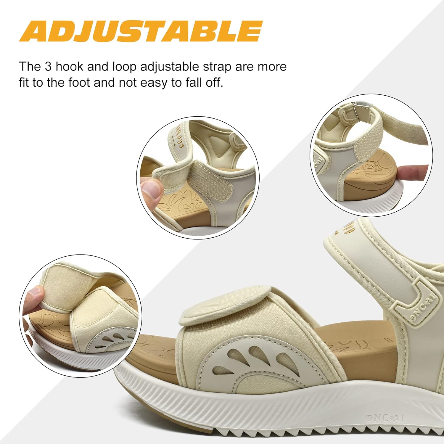 Thumbnail 3 de ONCAI Walking Sandals Womens: Arch Support Hiking Sandals with Orthotic Footbed for Plantar Fasciitis (UK 4–10)