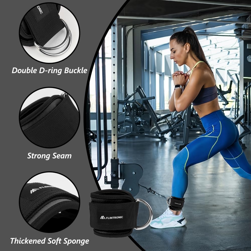Thumbnail 5 de Flintronic Ankle Straps for Cable Machine with Double Stainless Steel D-Rings