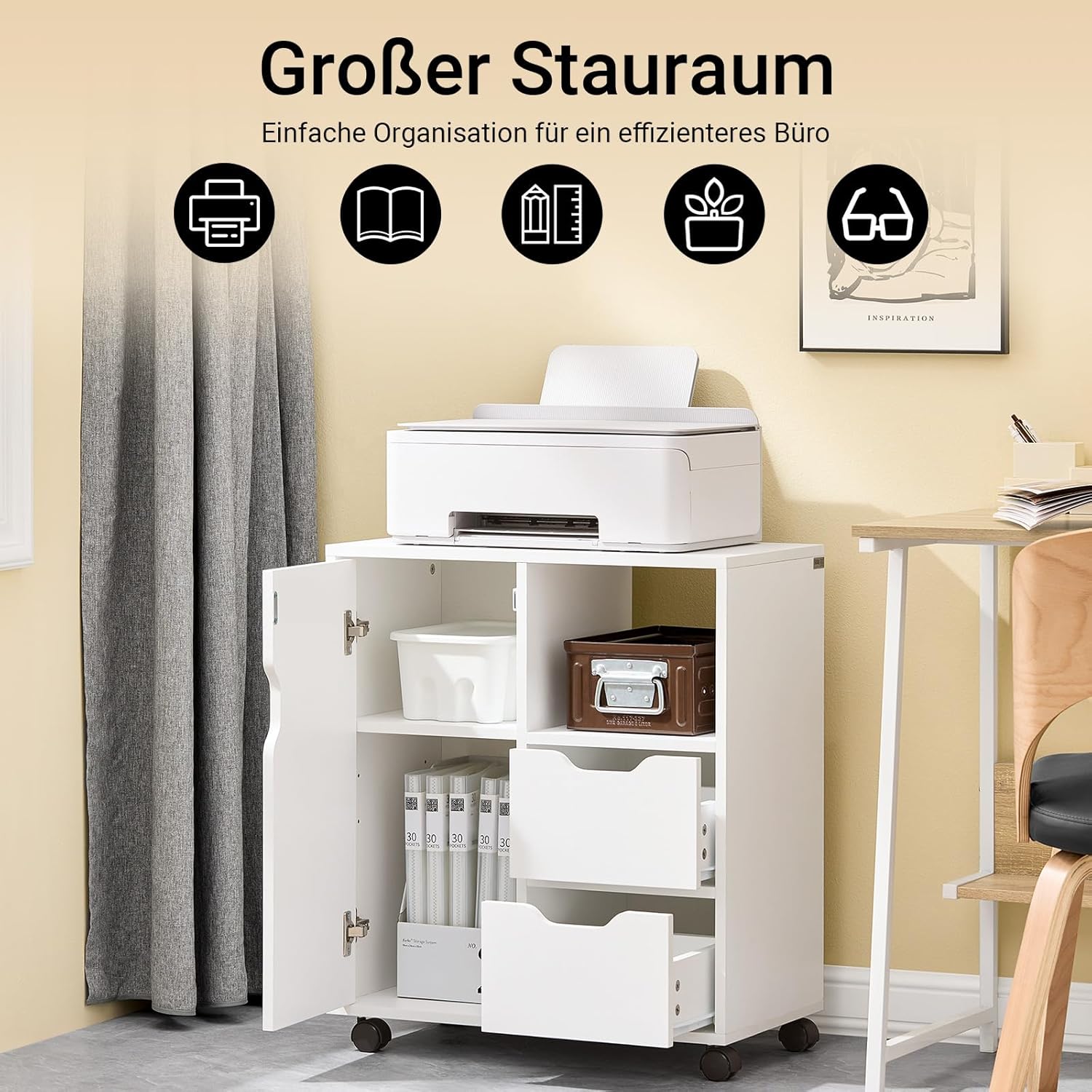 Detalle 2 de SoBuy FBT105-W Rollcontainer 60×70×35 cm 🗄
