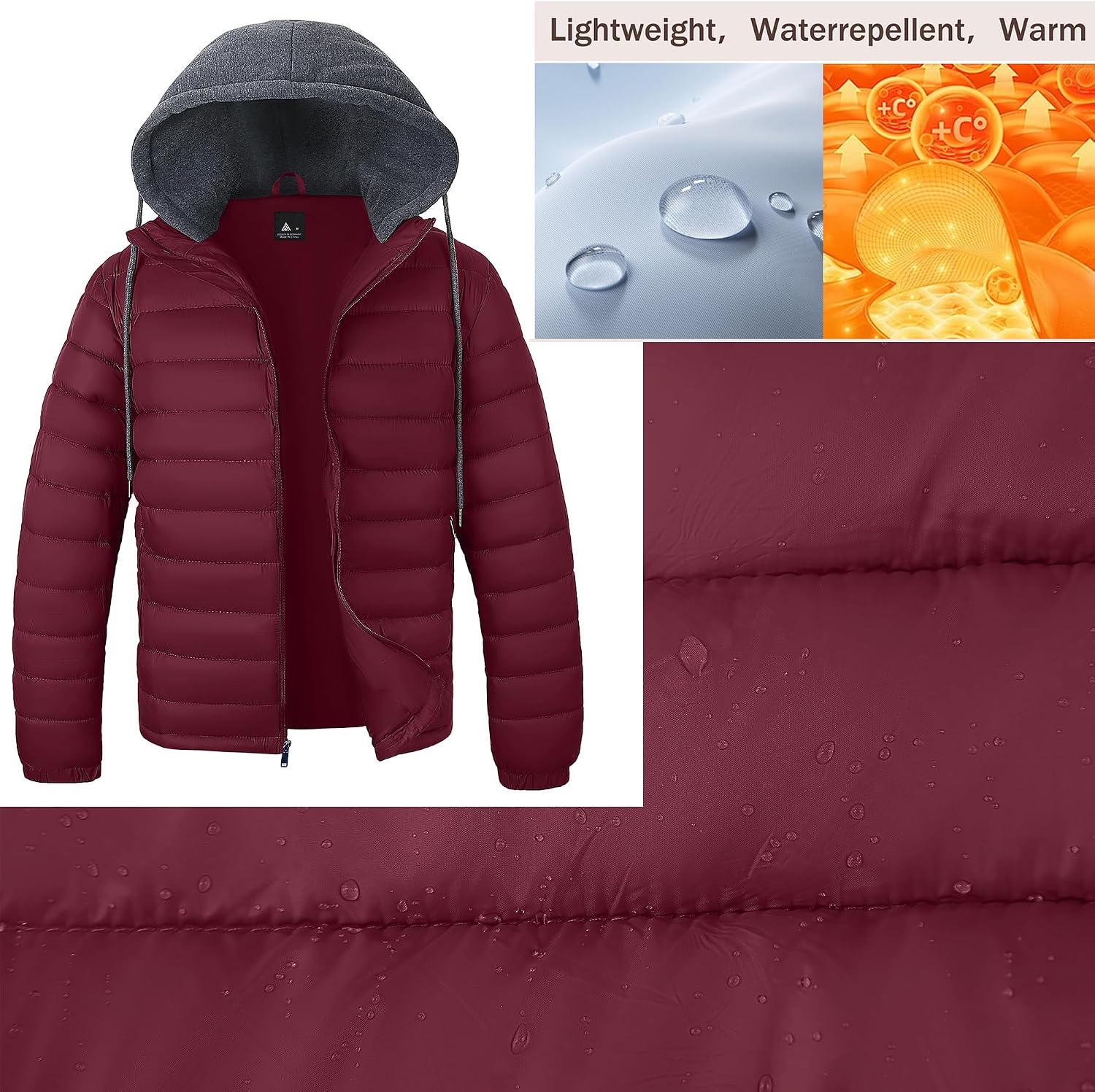 Thumbnail 3 de ZITY lichtgewicht herenwinterjas, gewatteerd, met capuchon en zakken