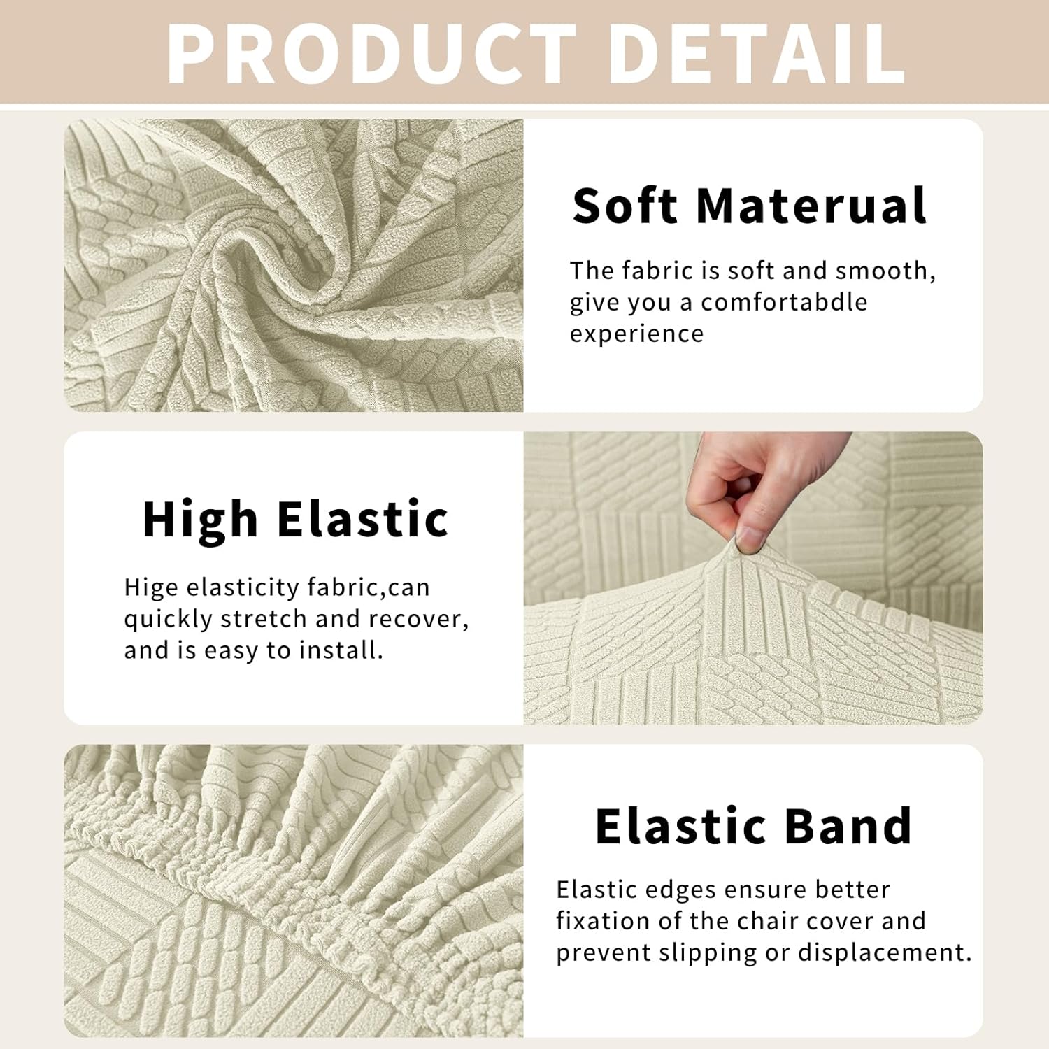 Thumbnail 4 de Housse de chaise Ystyle 6 pièces beige