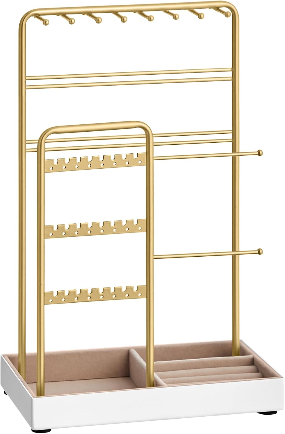 Detalle de SONGMICS CAELEY JJS021A01 Jewellery Stand with Velvet Tray, Gold-Tone Metal
