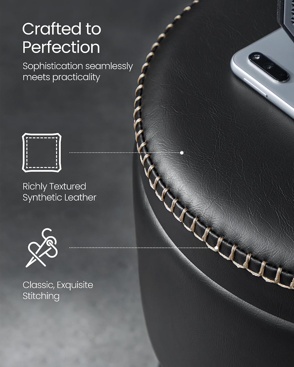 Detalle 1 de VASAGLE Storage Ottoman in PU Leather