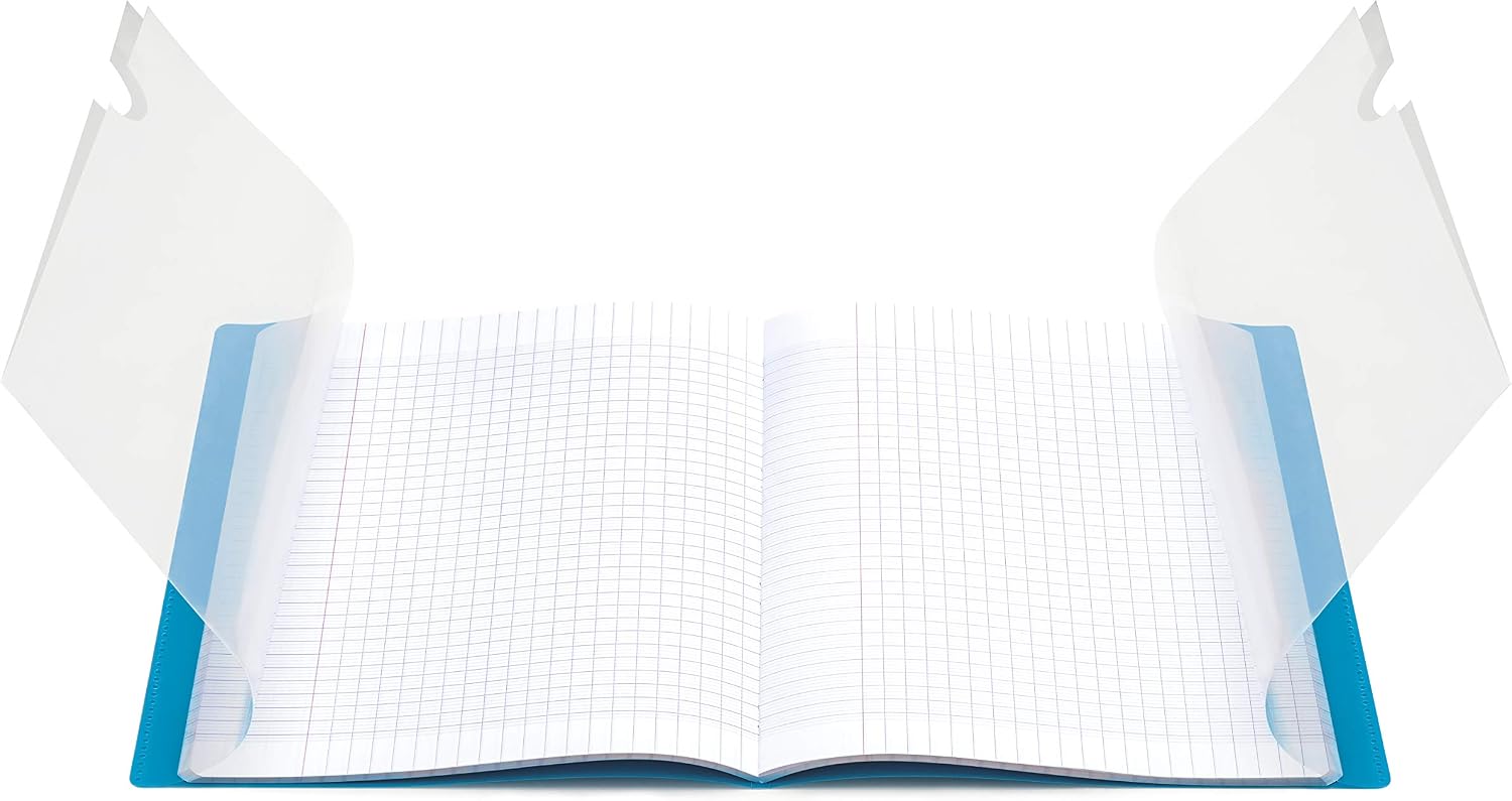 Detalle 1 de Clairefontaine 984604AMZC – Lot de 2 Cahiers Agrafés Koverbook Rouges, 24x32 cm, 48 Pages Petits Carreaux avec Marge