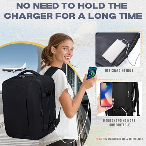 Detalle 2 de Mochila de viaje VMIKIV 40x30x20/40x20x25: cabina para Ryanair, Vueling y otras aerolíneas con compartimentos y bolsillo antirrobo