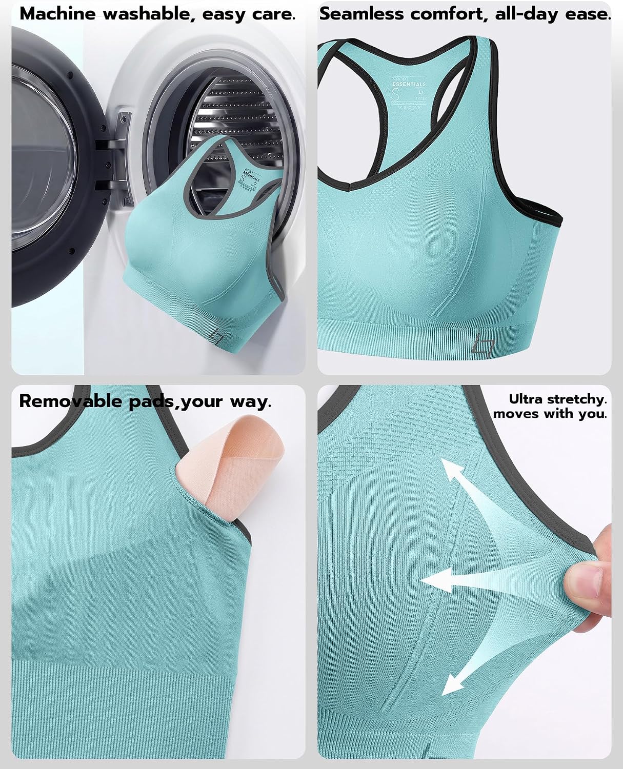 Thumbnail 4 de FITTIN Racerback Sports Bra for Women – Padded, Seamless Support for Yoga, Workout & Plus Size