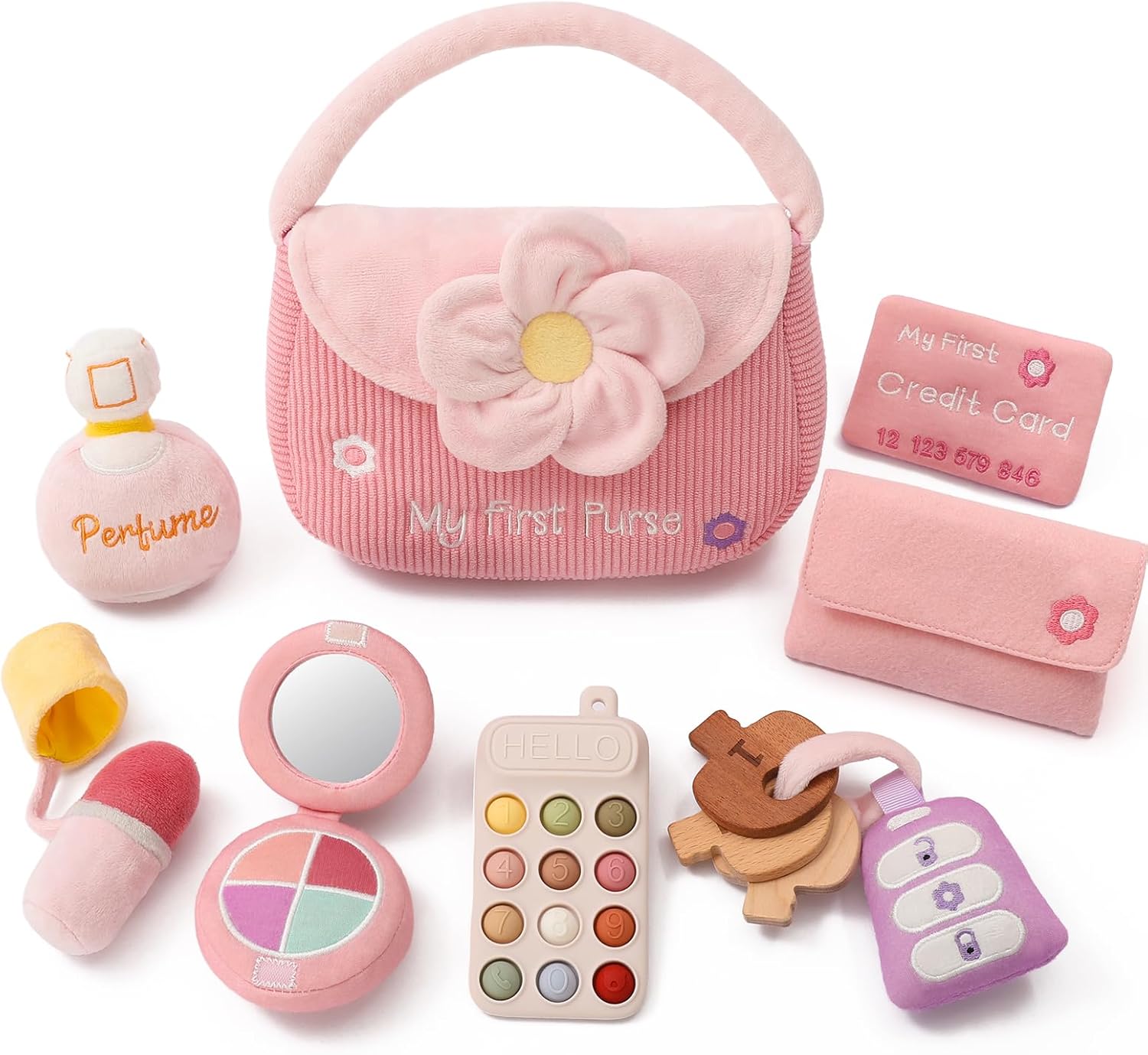 Detalle de LET'S MAKE PTZ255101 My First Baby Purse Sensory Pretend-Play Toy, 10 Pieces