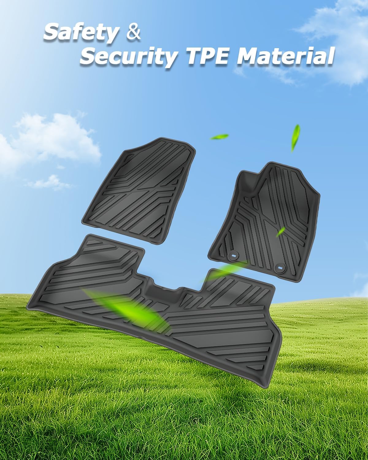 Thumbnail 4 de LUWU 3-Piece All-Weather Floor Mats for Hyundai Kona SX2 EV (2024–2025) – Front & Rear, TPE Rubber