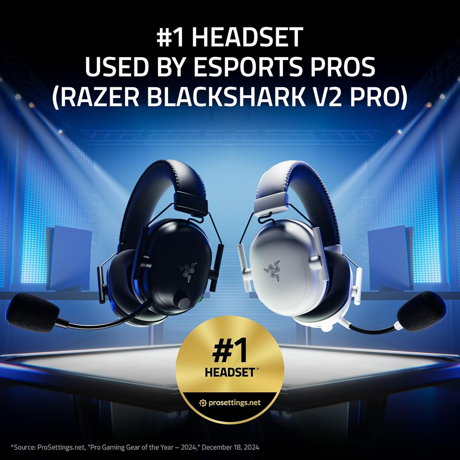 Thumbnail 1 de Razer BlackShark V2 Pro Wireless Gaming Headset (PlayStation) with 70hr Battery, 50mm Drivers, and Super Wideband Mic - White