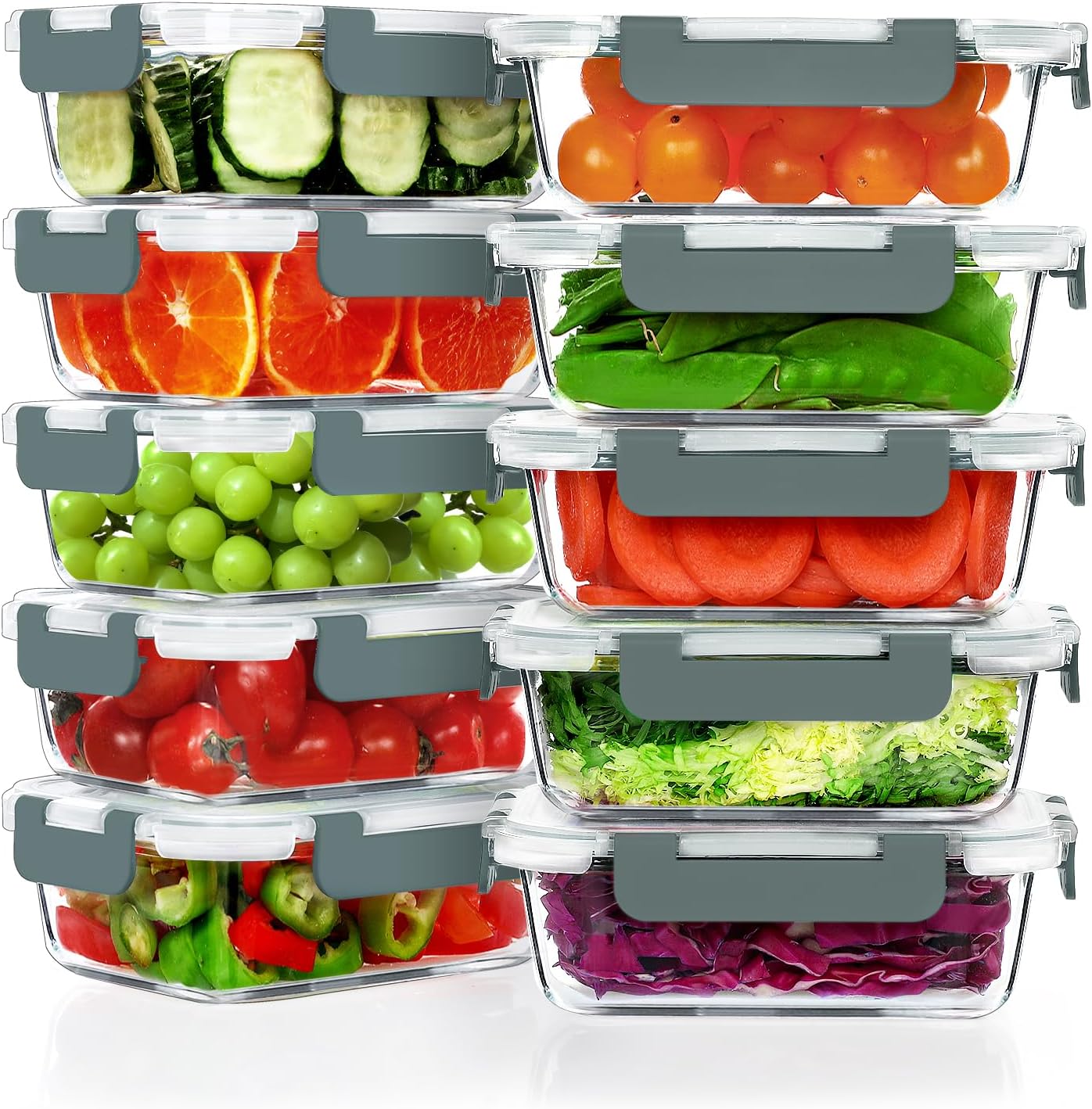 Detalle de VERONES Glass Meal Prep Containers 22 oz