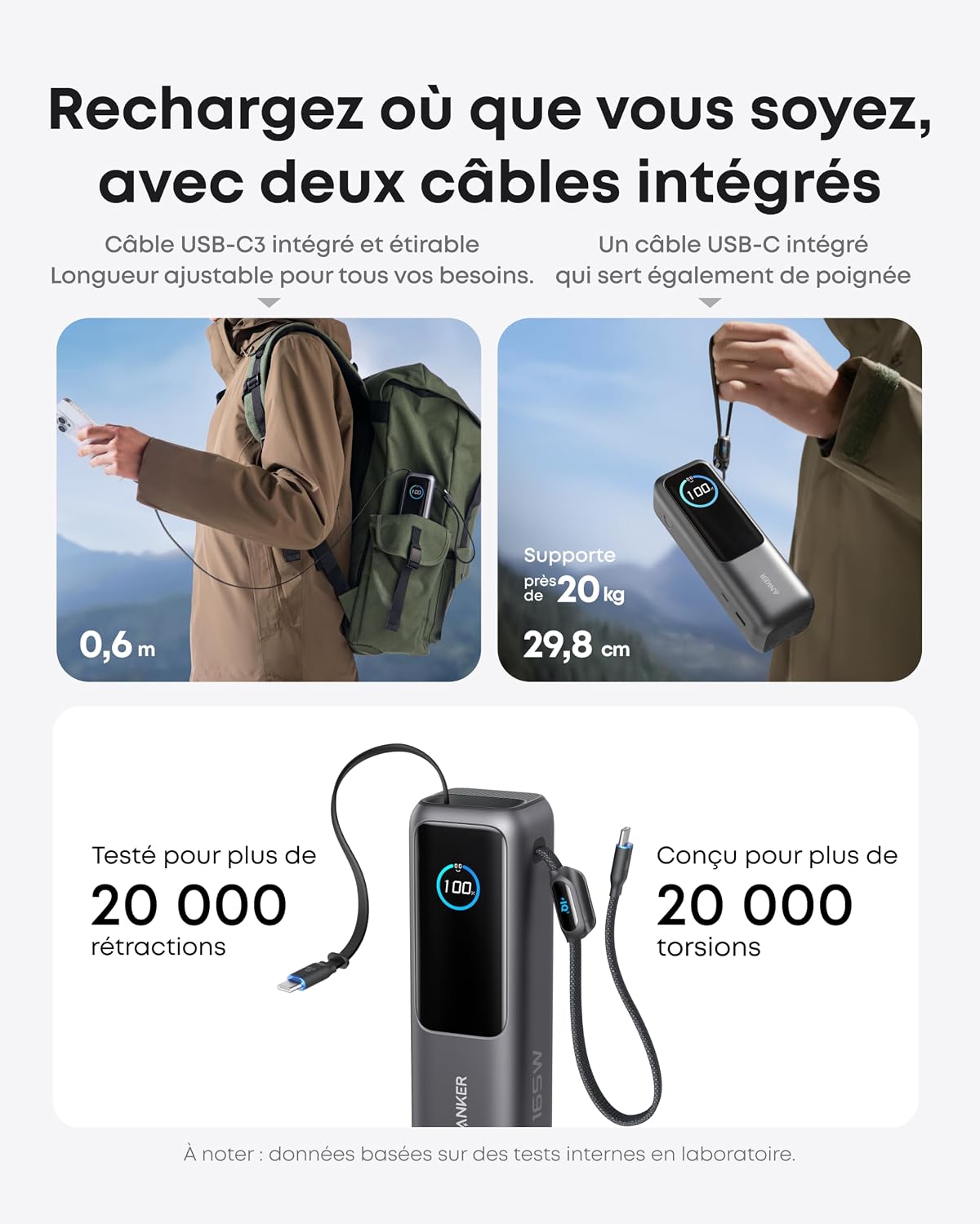 Detalle de Anker Batterie Externe 25 000 mAh 165 W pour Ordinateurs Portables