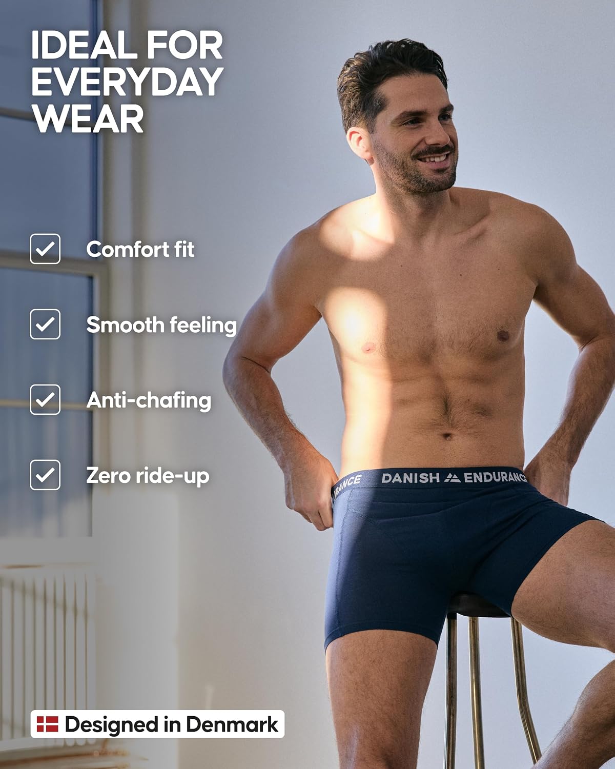 Detalle de DANISH ENDURANCE Cotton Boxer Briefs for Men, Breathable Blend, Optional Fly