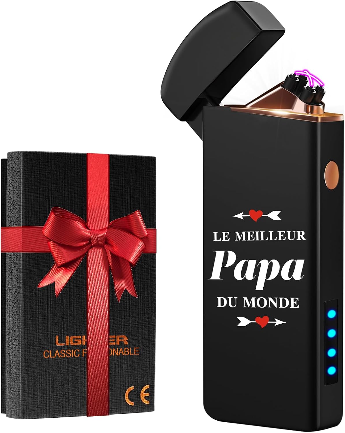 Detalle de Briquet électrique rechargeable Coquimbo Arc Double, cadeau Fête des Pères
