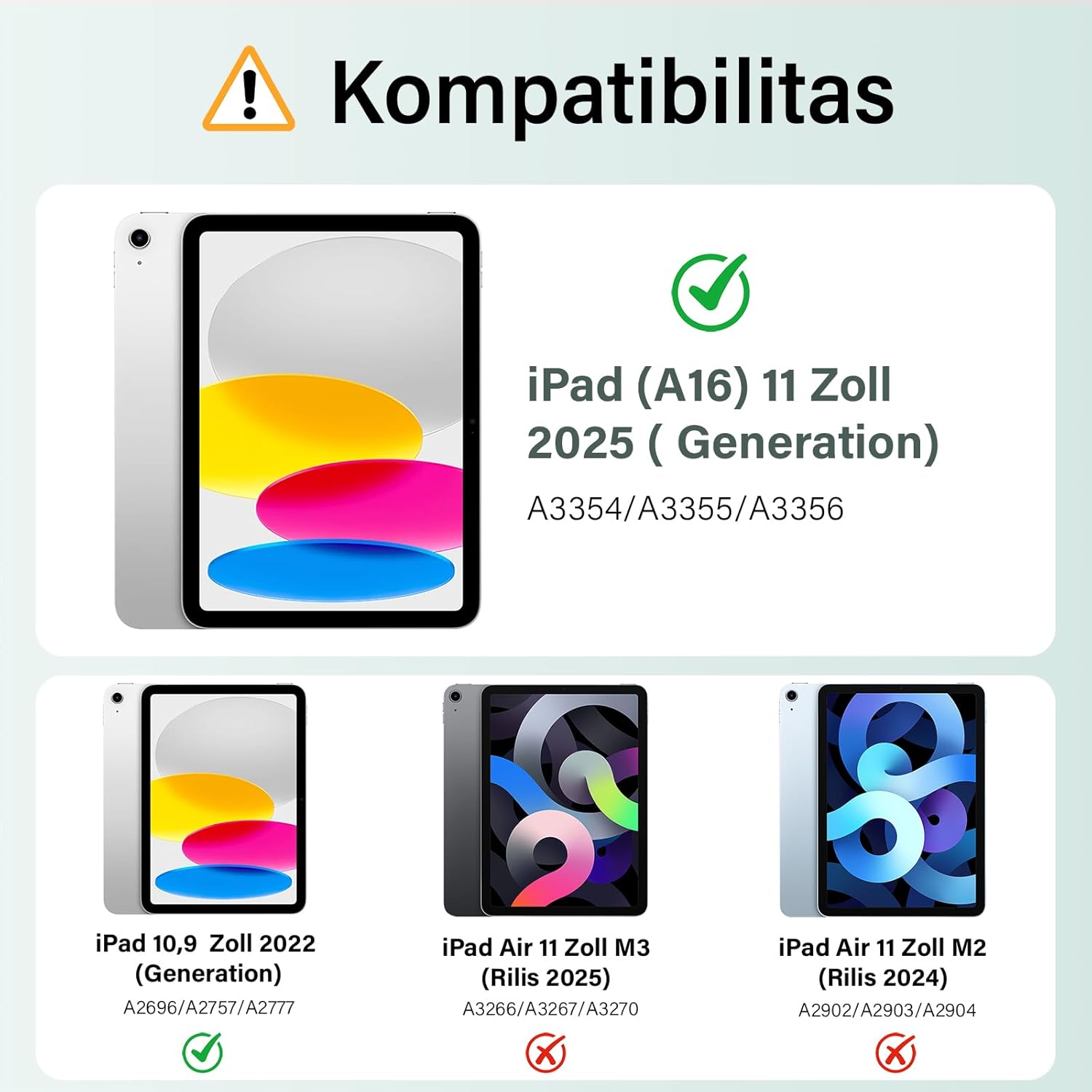 Thumbnail 1 de SZPSGC Hülle für iPad (A16) 11. Gen. / 10. Gen. – 11 Zoll 2025, 10,9 Zoll 2022, Hellgrün