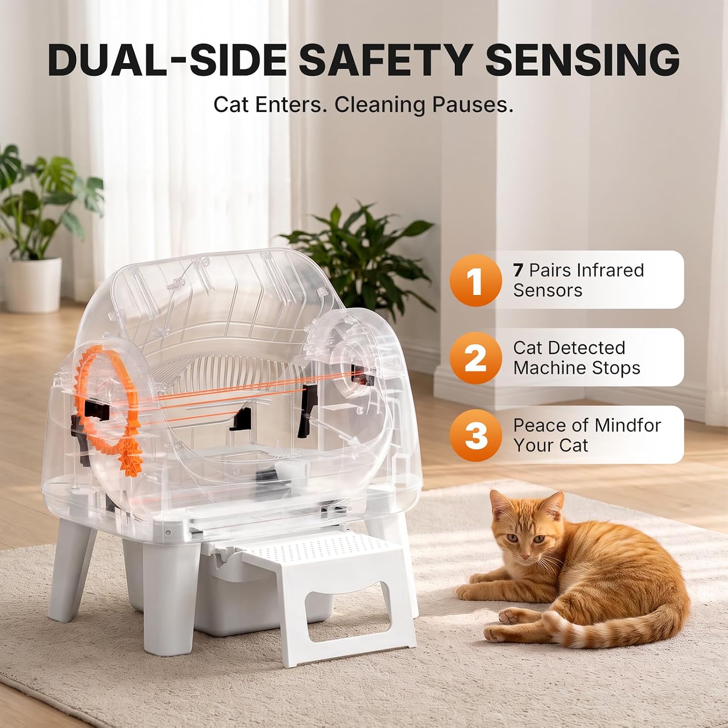 Detalle de Automatic Cat Litter Box with 8L Waste Bin