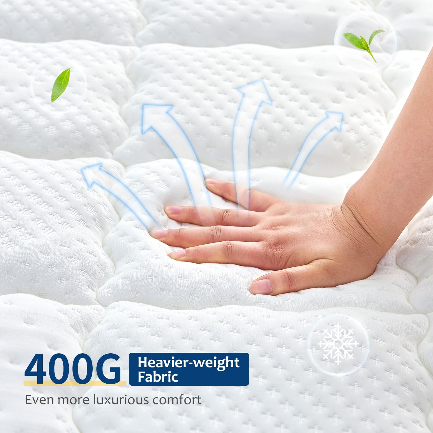 Thumbnail 6 de slily 12 Inch Small Double Hybrid Mattress with 7-Zone Pocket Sprung, Memory Foam and Cooling Fabric