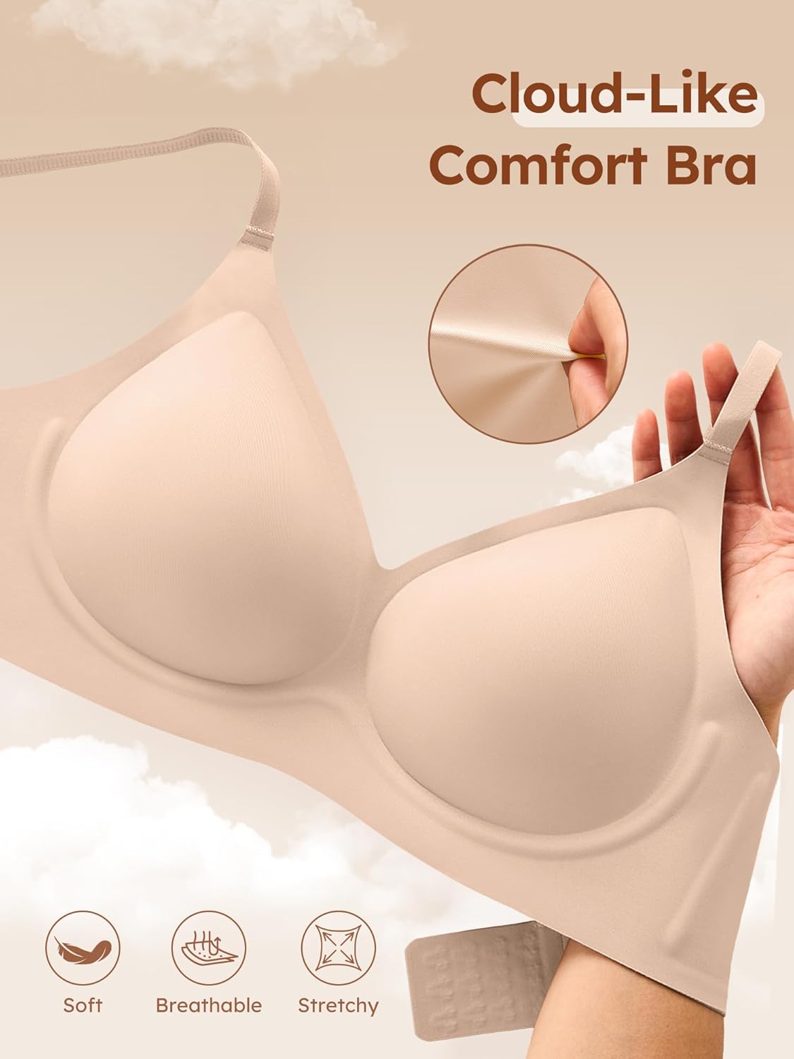 Thumbnail 5 de Cuteio Wireless Jelly Bras for Women No Underwire - S-2XL Seamless Padded T-Shirt Bralette with Support