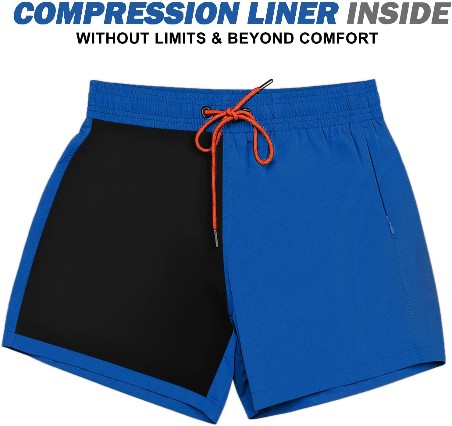 Detalle de BRISIRA Men's Swim Trunks with Compression Liner, 5-Inch Inseam
