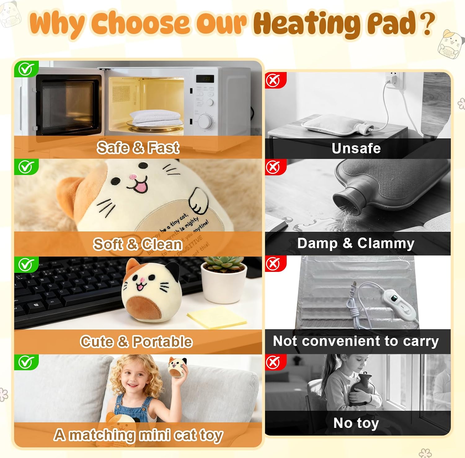 Thumbnail 6 de Plush Cat Weighted Microwave Heat Pad 60–120s