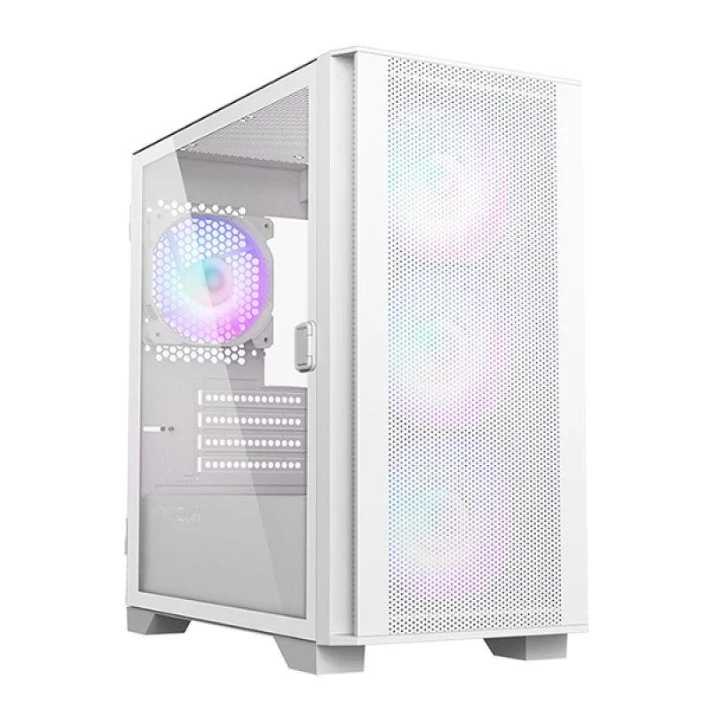 Detalle de Montech Air 100: Torre Micro-ATX ARGB Blanca, diseño minimalista y buen flujo de aire
