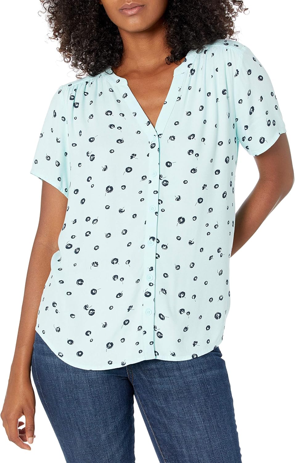 Detalle de Women’s Relaxed-Fit V Neck Woven Blouse