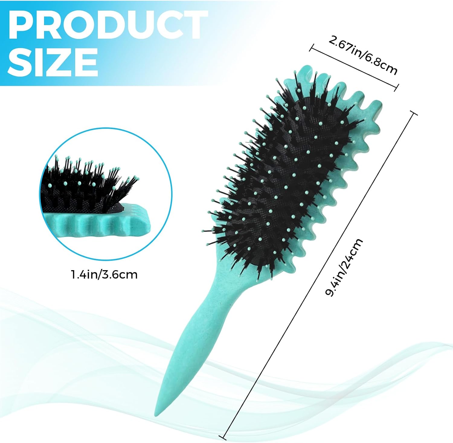Detalle de CNMTCCO Curl Definition Styling Brush, Green Oval Brush for Curly Hair