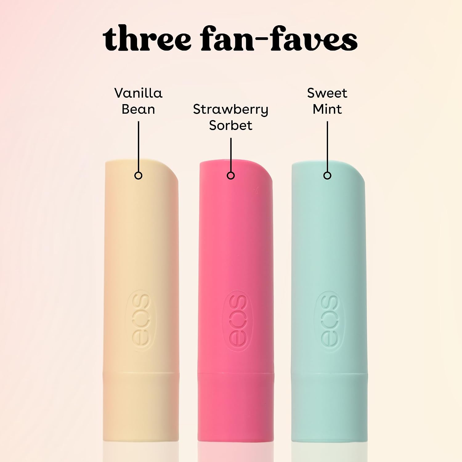 Detalle 2 de eos 100% Natural & Organic Lip Balm Trio (Vanilla Bean, Sweet Mint, Strawberry Sorbet) — Sensitive Skin, 3-Pack