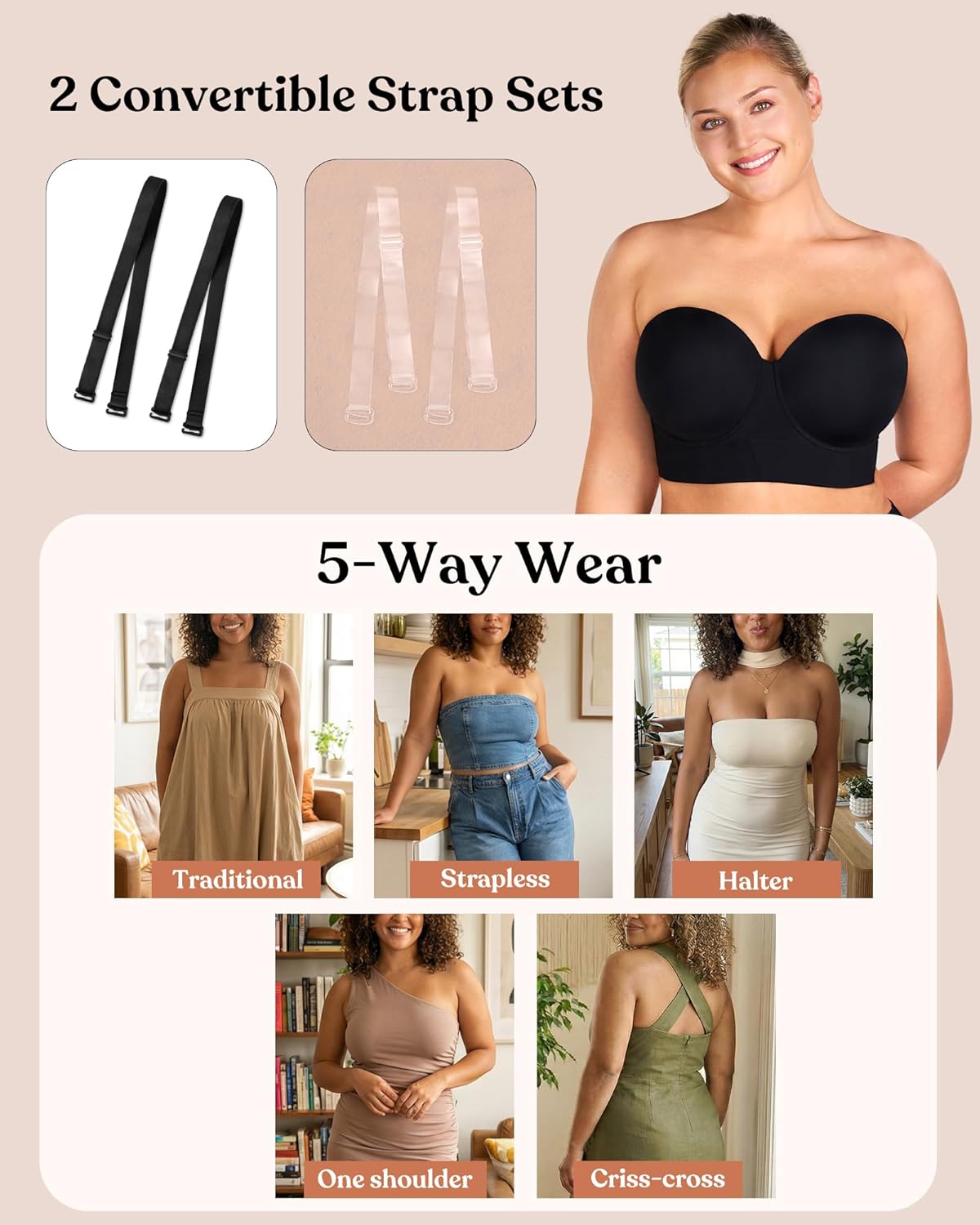 Thumbnail 5 de HSIA Longline Strapless Bra for Large Bust and Plus Size Support