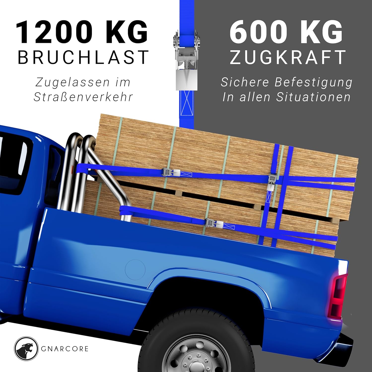 Thumbnail 4 de Gnarcore wetterfeste Basic Spanngurte mit Ratsche 4m/6m – 300 kg Zugkraft