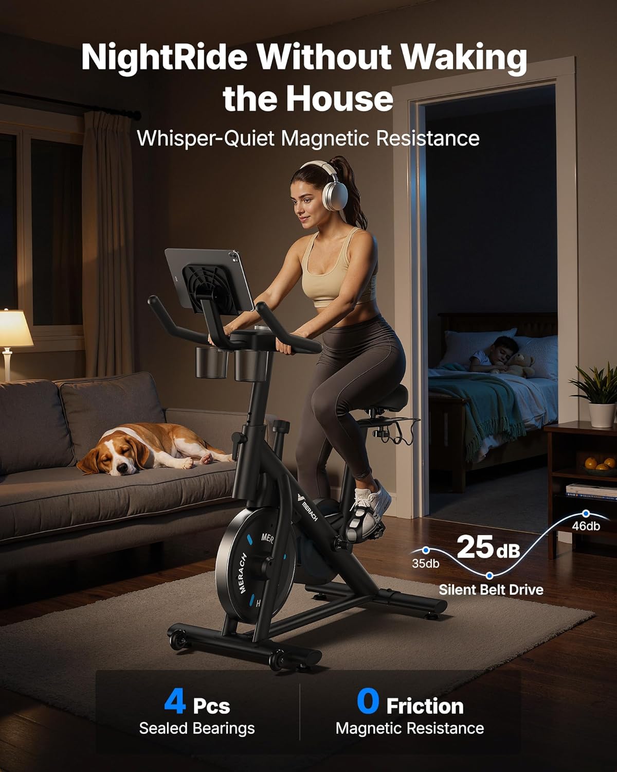 Thumbnail 4 de MERACH Exercise Bike 300lbs Capacity